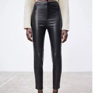 NWOT Zara Faux Leather Legging with Side Leg Zipper